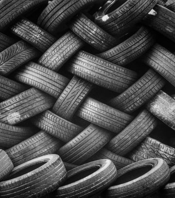 large stack of tyres