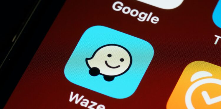 waze app on mobile screen