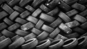 large stack of tyres