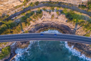 aerial view of Sea Cliff Bridge in Clifton