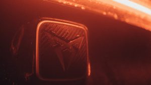 EV close up image of car logo