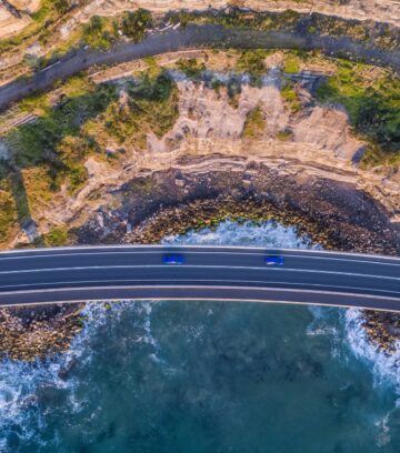 aerial view of Sea Cliff Bridge in Clifton