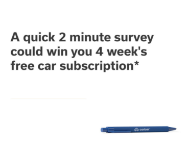 carbar - a quick 2 minute survey could win you 4 week's free car subscription