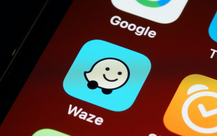 waze app on mobile screen